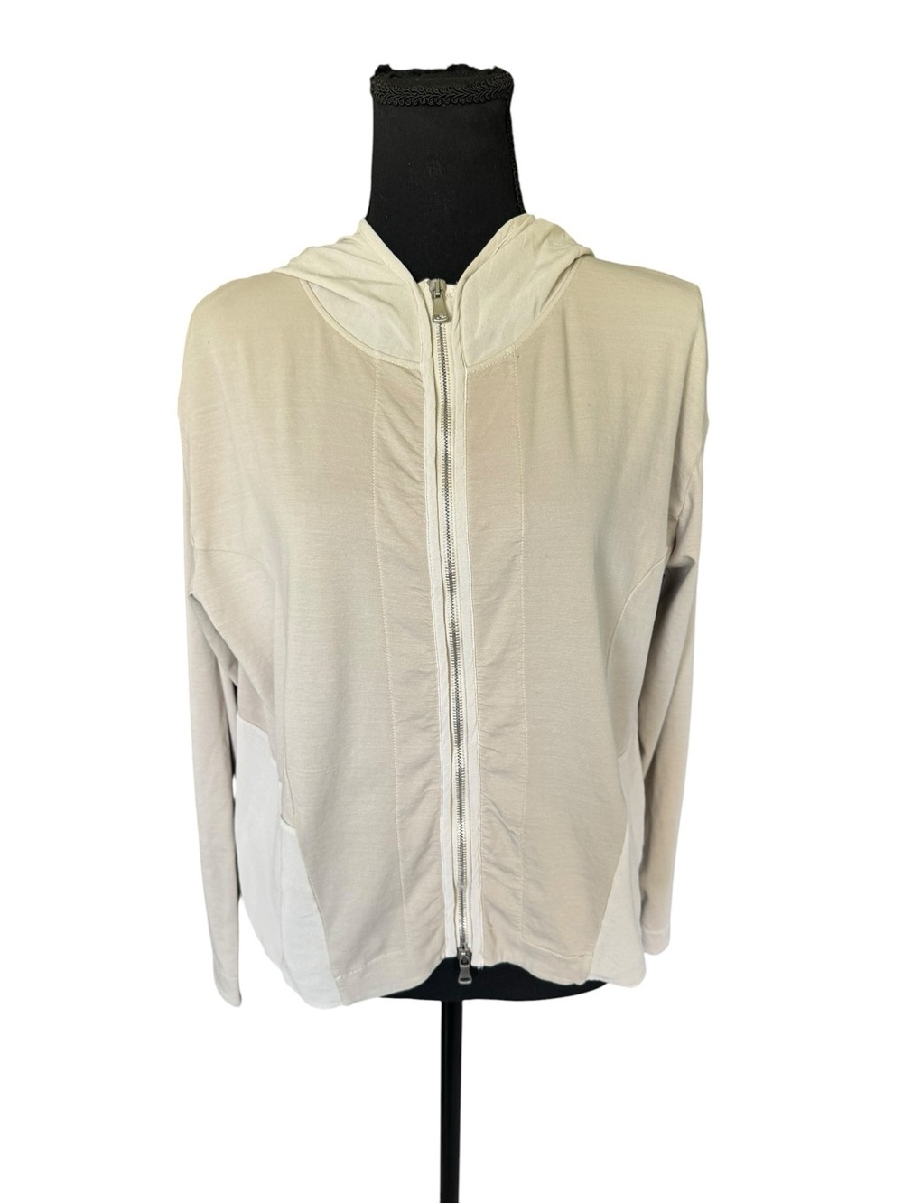 Transit Par-Such Italy Beige Hooded Zip Jacket Hoodie Luxe Cotton Blend Med K21